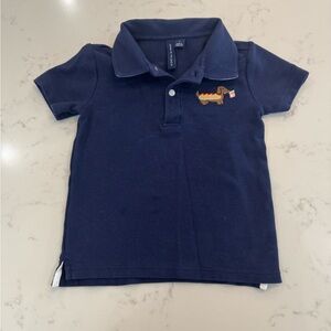 Janie and Jack 3T Navy Polo with Dachshund Hot Dog Embroidery